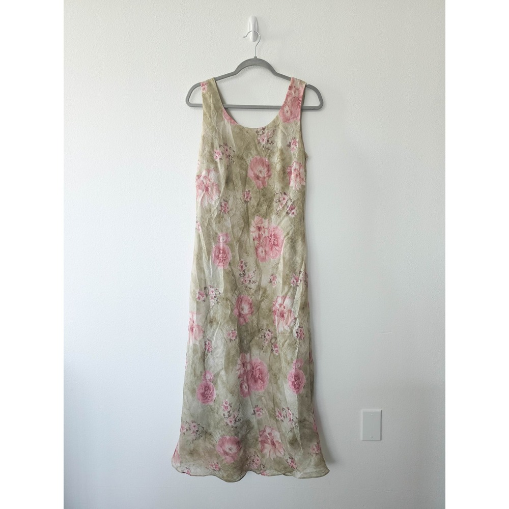 Karin Stevens Vintage Floral Maxi Dress and Jacket Set Pink Sage Green Size 14